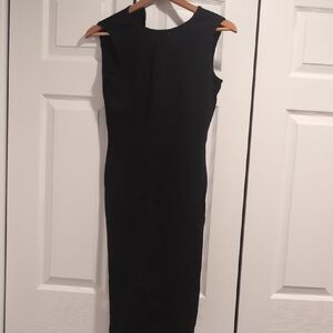 St. John Black Sleeveless Midi Sheath Dress